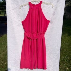 Hot Pink LOFT Halter Dress w/Belt